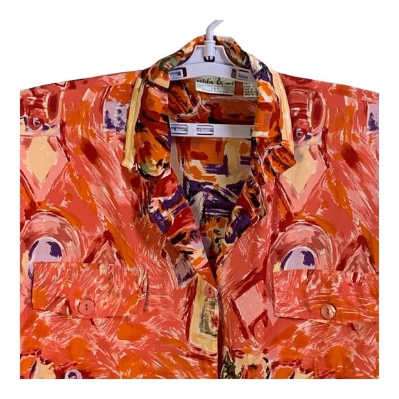 Vintage Silk Bomber Jacket LG Women's Long Sleeves Art to Wear Lightweight Coat - Picture 2 of 14